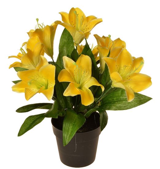 EverGreen Dekoratívna ľalia v kvetináči, výška 30 cm - žltá