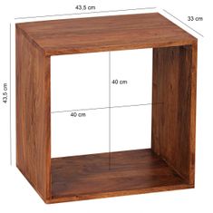 Bruxxi Odkladací stolík Mumbai cube, 43,5 cm, masív Sheesham