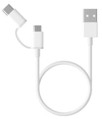 Xiaomi 2 in 1 USB Cable MicroUSB to Type C 30 cm White