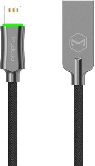 Mcdodo Knight Lightning datový kabel s inteligentním vypnutím napájení, 1,8 m, šedá, CA-3904