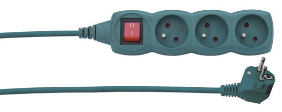 EMOS Predlžovací kábel s vypínačom, 3 zásuvky, 3 m, zelený