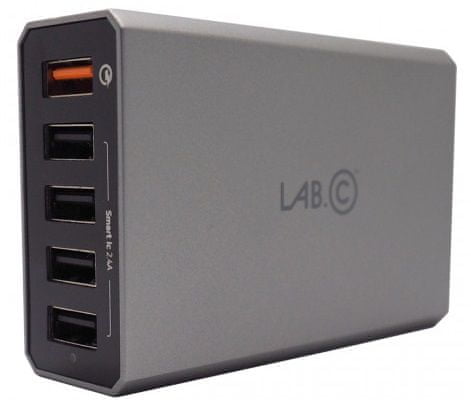 Lab.C X5 Pro 5Port USB Wall Charger - strieborný, LABC-596-SV