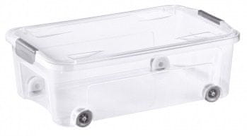 Tontarelli COMBI BOX CLIP 29,5L s vekom transparent, 59.3X38XH20CM, kolieska, clip strieborný