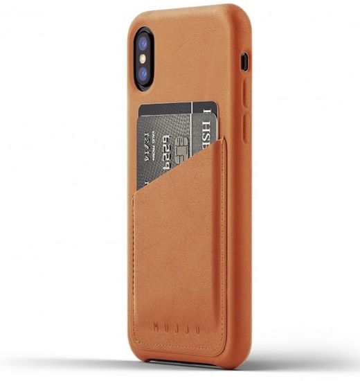Mujjo Full Leather Wallet Case pre iPhone X - žltohnedý, MUJJO-CS-092-TN