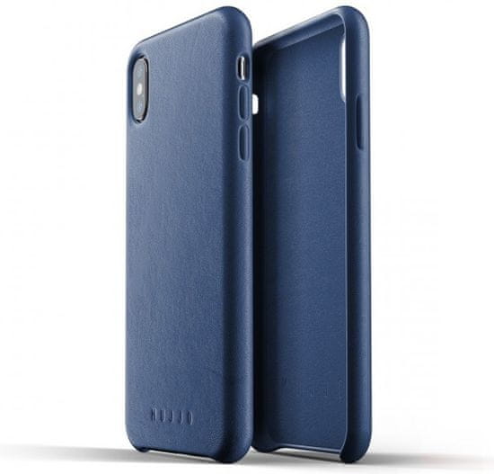 Mujjo Full Leather Case pre iPhone X - modrý, MUJJO-CS-095-BL