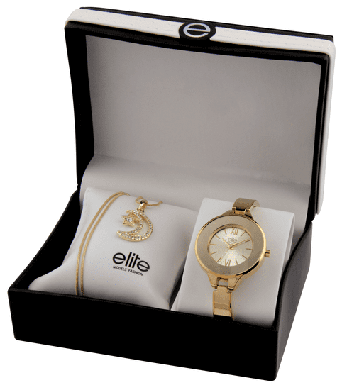 Elite Models dámska sada hodiniek a náhrdelníka E54484G-102