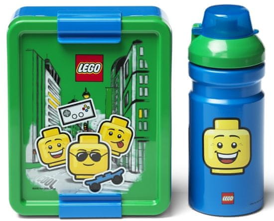 LEGO Iconic Boy desiatový set fľaša a box - modrá/zelená