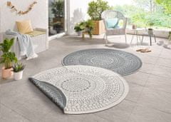 NORTHRUGS Kusový koberec Twin-Wendeteppiche 103143 creme grau – na von aj na doma 140x140 (priemer) kruh