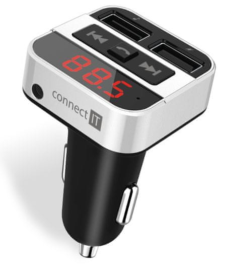 Connect IT InCarz Bluetooth transmitter, strieborný, CCC-8800-SL