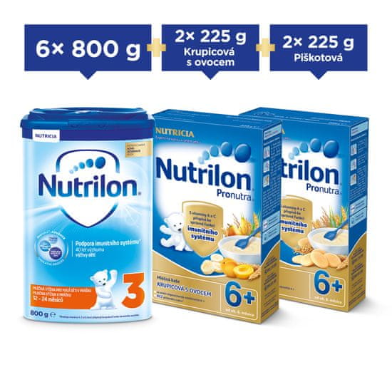 Nutrilon 3 batoľacie mlieko 6x 800g + Nutrilon kaša 4x 225g