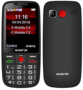 Aligator A890 GPS Senior, mobil pre seniorov, veľké tlačidlá, SOS tlačidlo, jednoduché ovládanie, veľká pamäť, GPS, Dual SIM