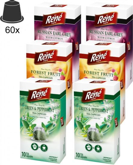 René Mix pack čajových kapsúl pre kávovary Nespresso 10 ks, 6 balení