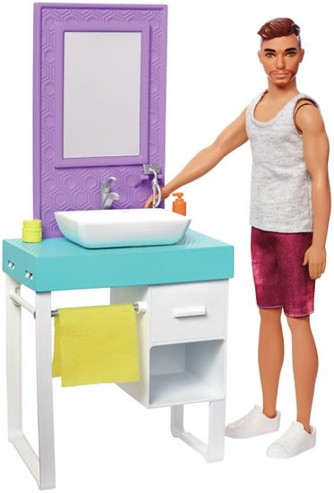 Mattel Barbie Ken s nábytkom Umývadlo