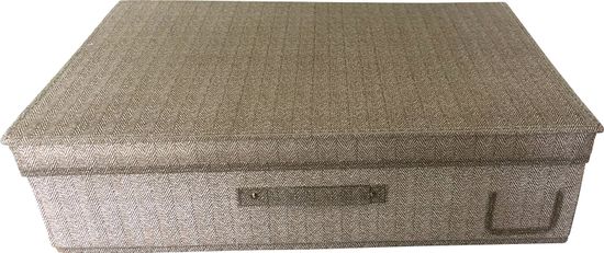 DUE ESSE Textilný skladovací úložný box, 60 × 40 × 16 cm, svetlohnedý rybinový vzor