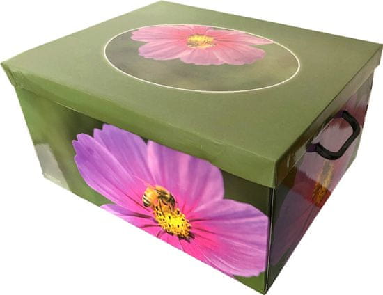 DUE ESSE Skladovacia úložná krabica Fantázia, 50 × 40 × 25 cm, ružový kvet