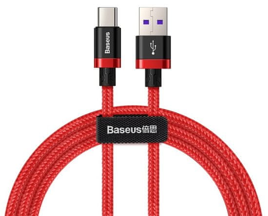 BASEUS Super Charge rýchlonabíjací kábel Type-C 40 W / QC 3.0 / 2 m, červená CATZH-B09