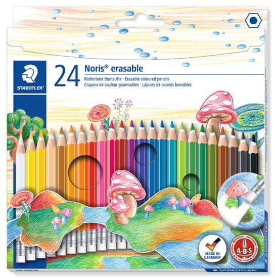 Staedtler Farebné pasteliek s gumou "Noris Club", 24 farieb, sada, šesťhranné, STAEDTLER
