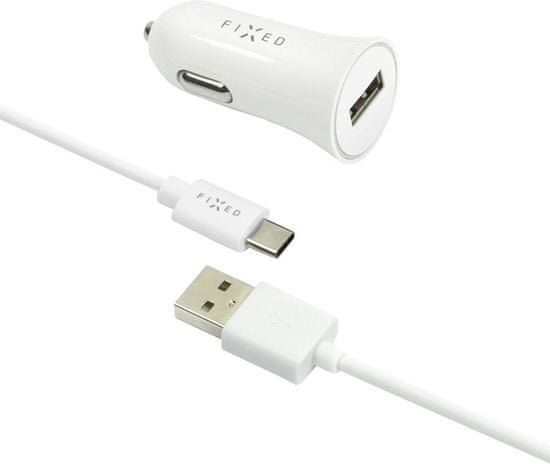 FIXED Autonabíjačka s USB výstupom, 2,4 A, biela FIXCC-U-WH