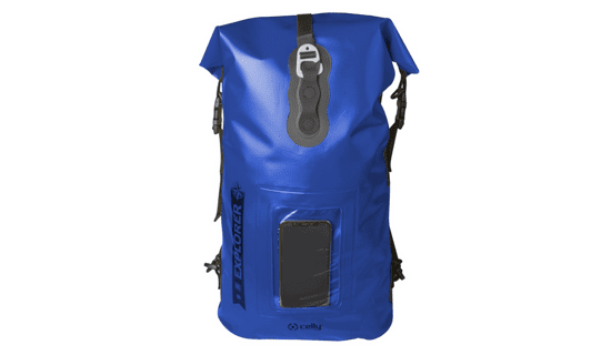 CELLY Vodeodolný batoh Explorer 20L s vreckom na mobilný telefón do 6,5 ", modrý EXPLORERBP20LBL