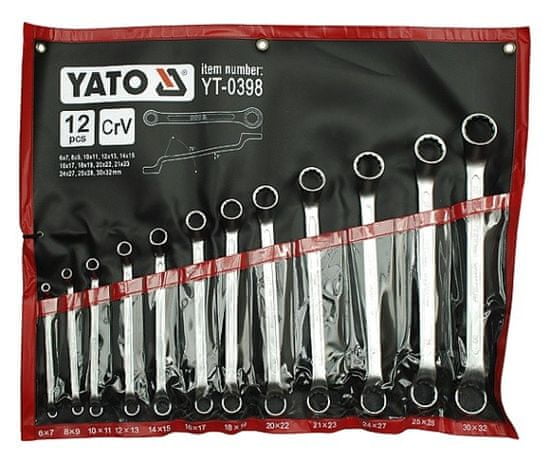 YATO  Sada kľúčov očkových 12ks 6-32 mm ohnuté