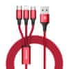 BASEUS Rapid 3 v 1 nabíjací kábel pre Micro USB, Lightning, Type-C 3A/1.2 m, červená CAMLT-SU09