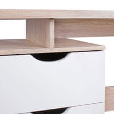Bruxxi Písací stôl so zásuvkami Samo, 120 cm, Sonoma dub/biela