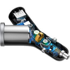 BASEUS Y Type nabíjačka do auta s 2 x USB a 1 x zásuvka zapaľovača 3.4A, čierna CCALL-YX01