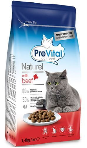 PreVital Naturel granuly pre mačky hovädzie 4 x 1,4kg