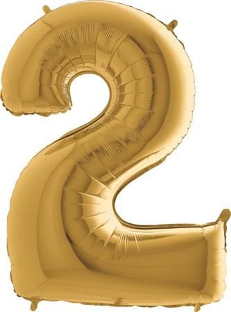 Nafukovací balónik číslo 2 zlatý 102 cm extra veľký
