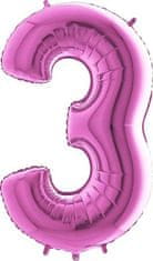 Grabo Nafukovací balónik číslo 3 ružový 102 cm extra veľký