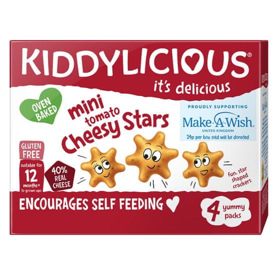 Kiddylicious Mini hviezdičky syr a paradajka 4x48 g