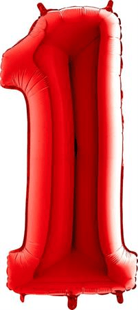 Nafukovací balónik číslo 1 červený 102 cm extra veľký