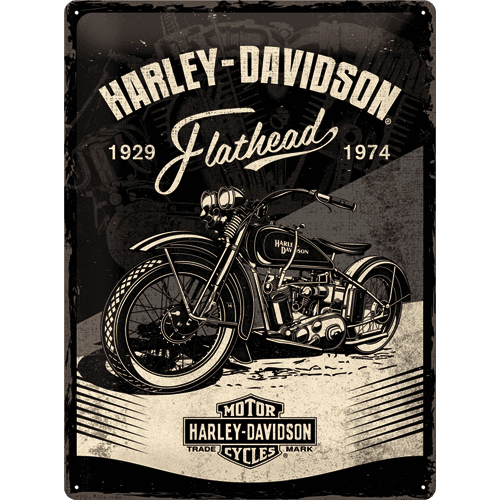 Postershop Plechová ceduľa: Harley-Davidson (Flathead Black) - 40x30 cm