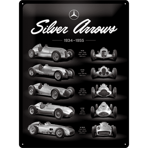 Postershop Plechová ceduľa: Mercedes-Benz (Silver Arrows Chart) - 40x30 cm