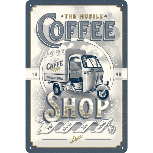 Postershop Plechová ceduľa The Mobile Coffee Shop, 30 × 20 cm