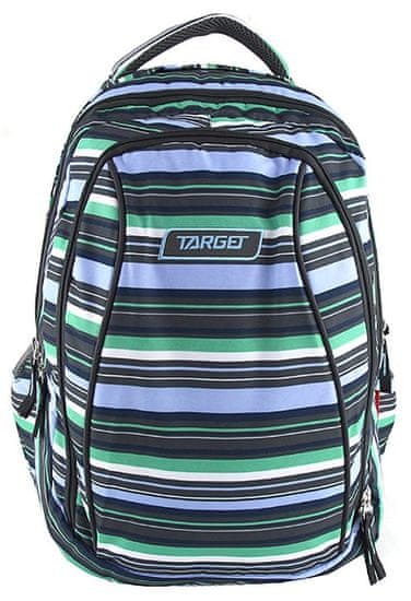 Target Školský batoh 2v1 pruhovaný čierno modro zelený