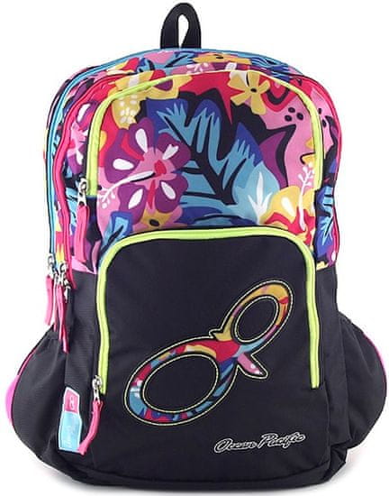 Target Ocean Pacific školský batoh čierny s kvetinami