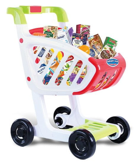Rappa Detský nákupný vozík s českým tovarom a plastovými potravinami