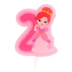 Dekora Sviečka na tortu číslica dva princezná 7 cm