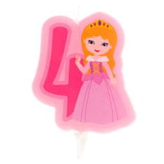 Dekora Sviečka na tortu číslica štyri princezná 7 cm