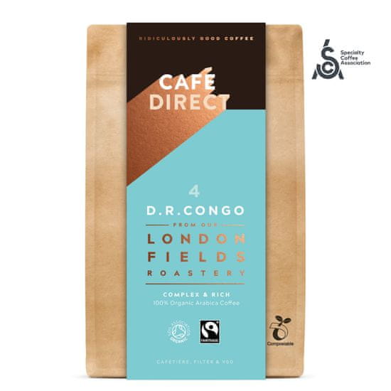 Cafédirect BIO mletá káva Congo SCA 84 s tónmi medu a horkej čokolády 200 g