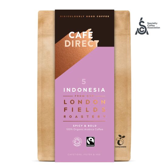 Cafédirect BIO mletá káva Indonesia SCA 83,5 s tónmi cédrového dreva a červeného ovocia 200 g