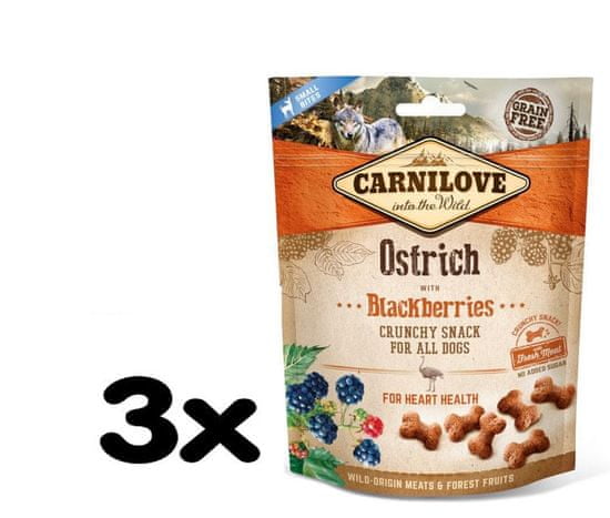 Carnilove Dog Crunchy Snack Ostrich with Blackberries with fresh meat 3x200g