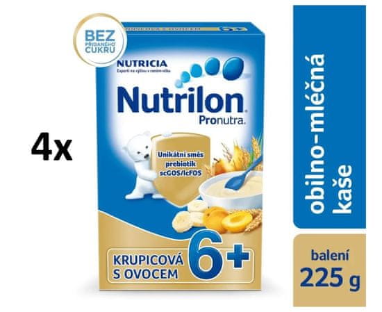 Nutrilon Pronutra obilno-mliečna kaša krupicová s ovocím 4x225 g, 6+