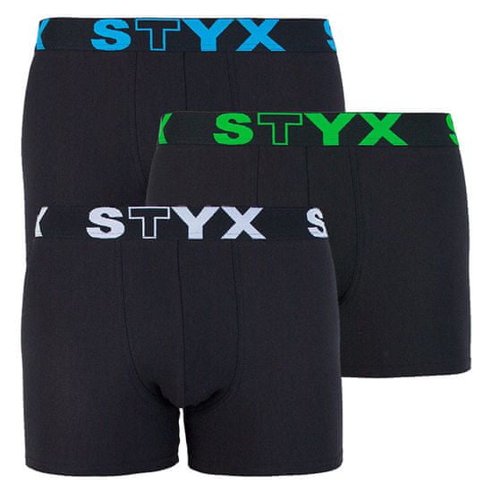 Styx 3PACK pánske boxerky long športová guma čierne (U9606162)