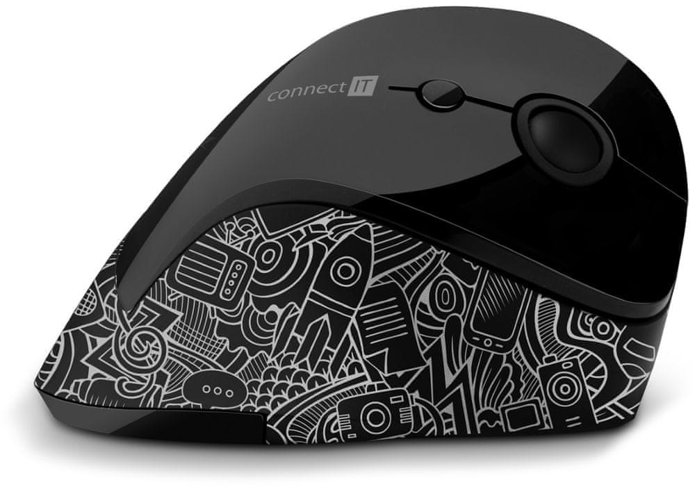 Connect IT ergonomická vertikálna myš CMO-2700, doodle (CMO-2705-DD) - použité