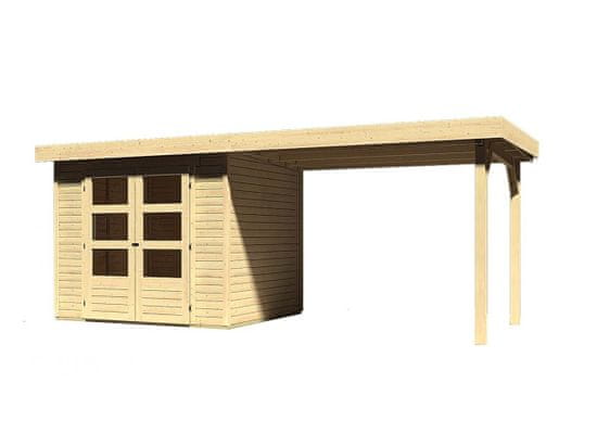 KARIBU drevený domček KARIBU ASKOLA 2 + prístavok 280 cm (77723) natur
