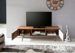 Bruxxi TV stolík s 2 dverami Repa, 140 cm, masív, Sheesham, biela