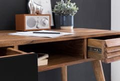 Bruxxi Písací stôl so zásuvkami Repa, 120 cm, masív Sheesham, čierna
