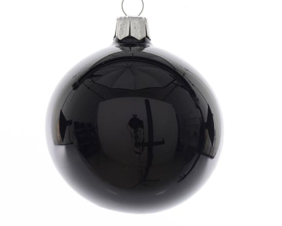 Kaemingk Set 6 ks vianočných ozdôb, 7 cm, sklenené, čierne, lesklé